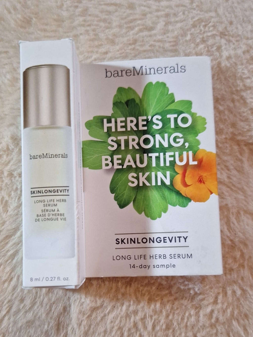 bareMinerals Skinlongevity Herb Serum Sample - Green & Orange Accents
